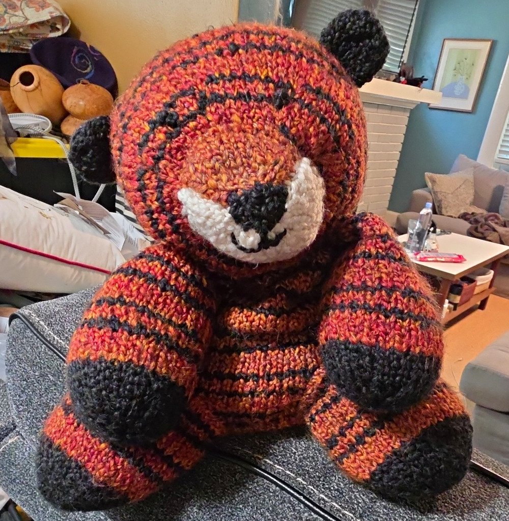 Handmade Crocheted Tiger Stuffed Animal Plush, Medium 15" Squishy